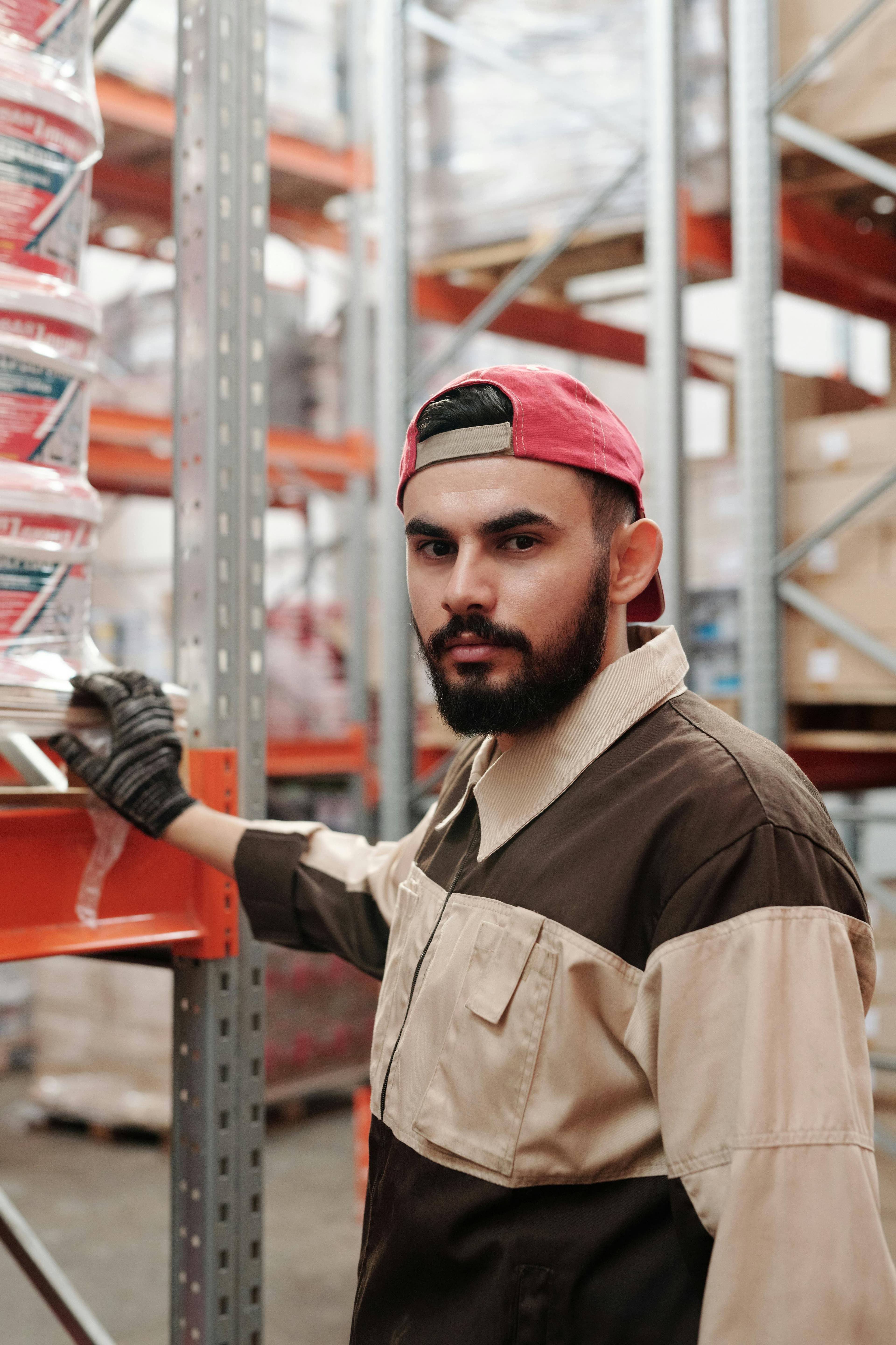 Warehouse worker checking inventory